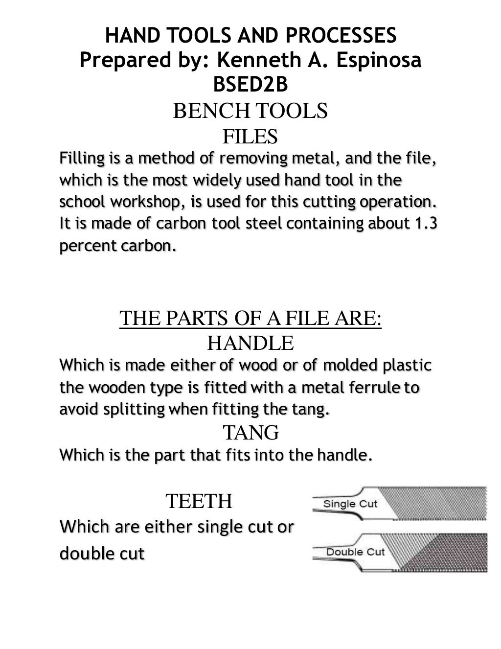 research paper on hand tools