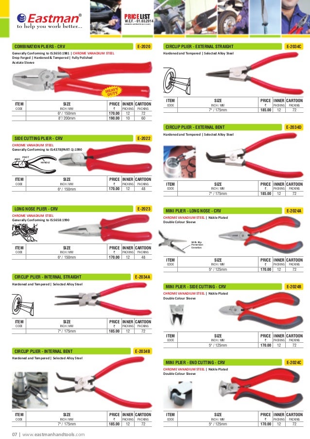 Eastman Hand tools price list 2015