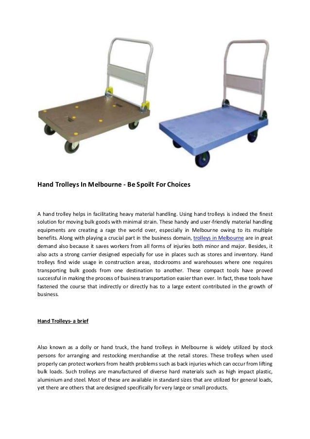 Hand trolleys in melbourne be spoilt for choices