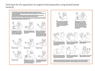 Technique for the application of surgical hand preparation using alcohol-based
handrub
 