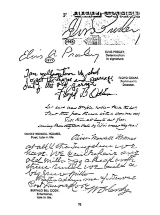 ELVIS PRESLEY,
Deterioration
in signature.
FLOYD ODUM,
Parkinson’s
Disease.
late in life.
75
 