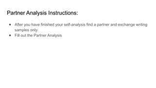 Partner Analysis Handwriting Analysis Class Lesson and Lab | PPTX