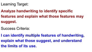 Limit Handwrite Handwriting Analysis Class Lesson and Lab | PPTX
