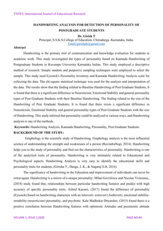 Handwriting analysis for detection of personality of postgraduate ...