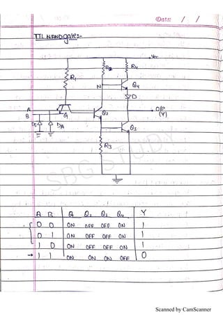Digital Electronics: Hand Written Notes Logic Families | PDF