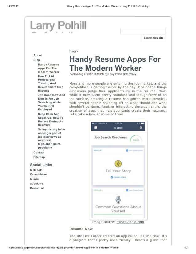 handy resume apps for the modern worker larry polhill cafe modern about me section resume