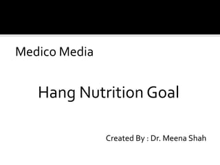 Medico Media Hang Nutrition Goal Created By : Dr. Meena Shah 
