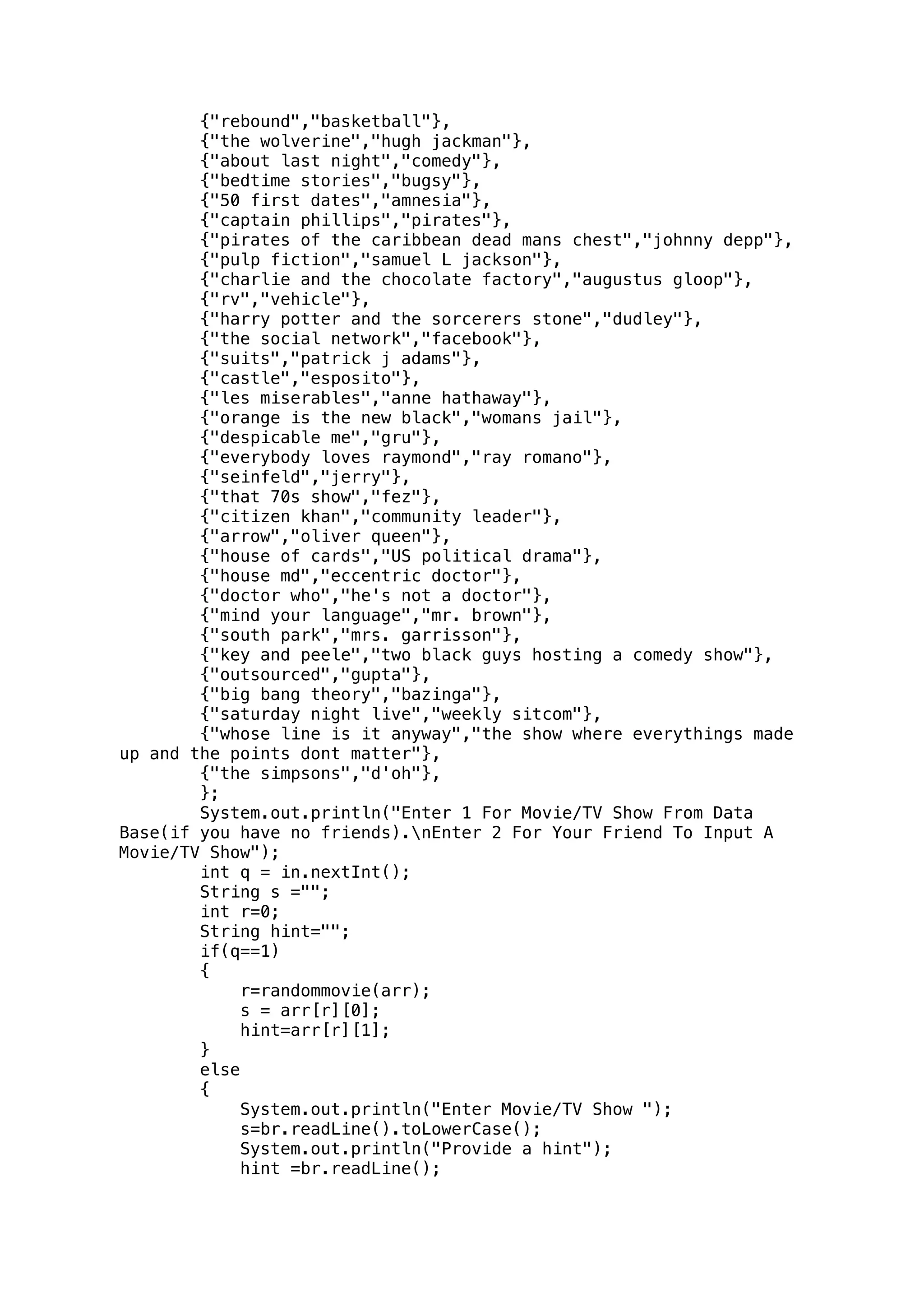 Hangman (Java Program written on Blue J Editor) | PDF