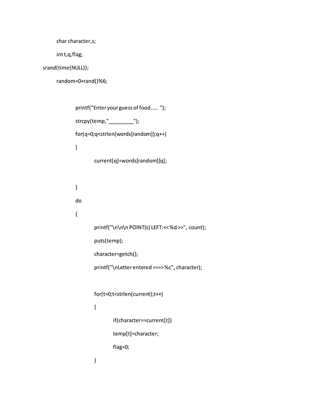 Hangman game programming in c coding pdf