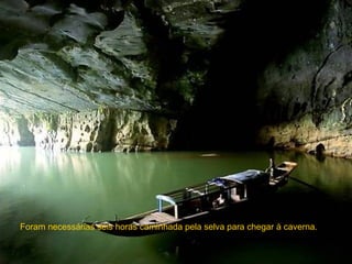 Foram necessárias seis horas caminhada pela selva para chegar à caverna.
 