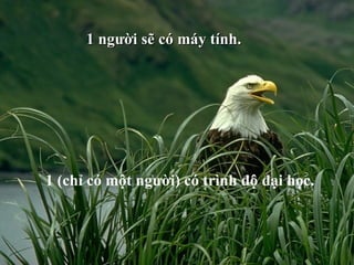 1 người sẽ có máy tính. 1 (chỉ có một người) có trình độ đại học. 