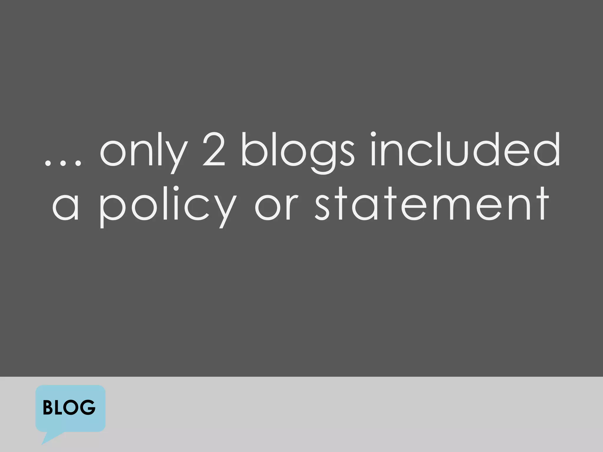 … only 2 blogs included
a policy or statement



BLOG
 