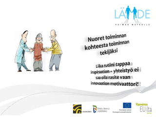 HANKKEEN AIKAJANAHankkeen käynnistys-projektihenkilöstön rekrytointi - keskeiset viranhaltijat ja muut toimijat mukaan- tavoitteiden hiominen-hankkeesta tiedottaminen-palvelukäytäntöjen, yhteistoiminnan sekä taustatietojen selvittäminen- hankeorganisaation muodostaminen- hankeportaali ja muun viestinnän organisointi- tulokset alkuselvityksistä- aloitusseminaari    alueellinen kehittämistyö käyntiin-työnantajaverkoston rakentaminen- toimintojen mallintaminen: toimijoiden työtavat, asiakasryhmät, hyvät käytännöt- palveluidenpilotointi-  uusien toimintatapojen juurruttaminen ja tuotteistaminen- alueella sosiaalinen yritys / yritysinnovaatio- vaikuttavuuden arviointi-toimintojen ja palveluiden kehittämistä, arviointia & testaamista ja juurruttaminen arkityöhön-työnantajaverkoston laajentaminen ja vakiinnuttaminen- kolmannen sektorin toimintaedellytykset kokonaisuuksissa kunnossa