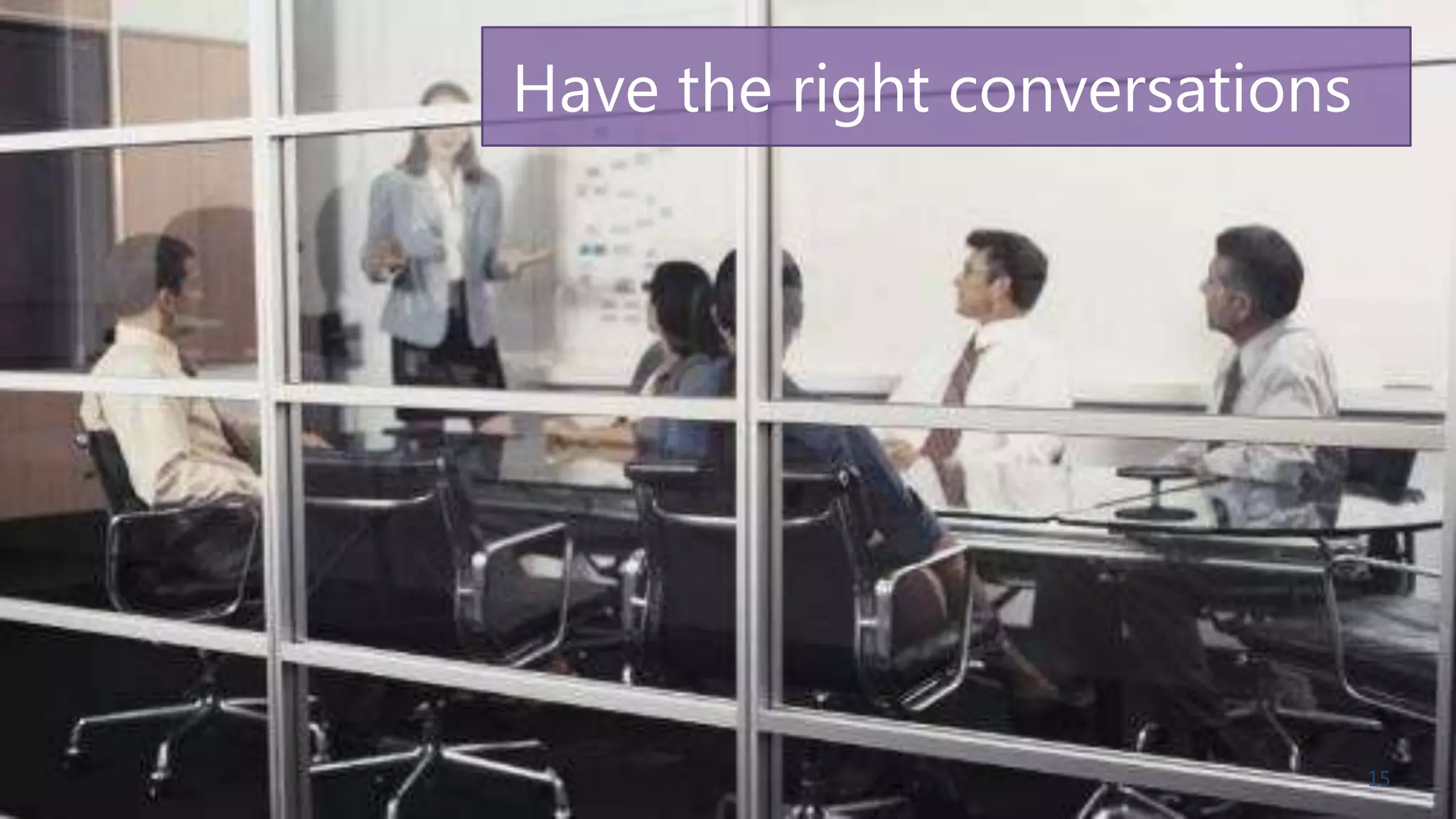 Have the right conversations

15

 