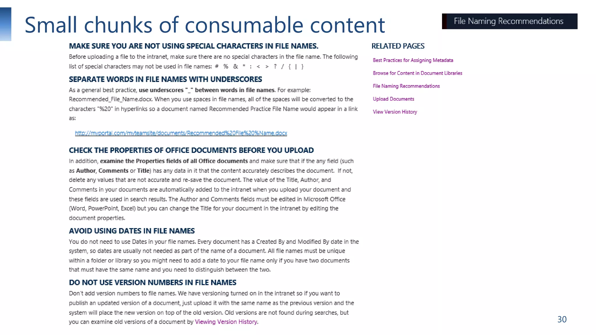 Small chunks of consumable content

30

 