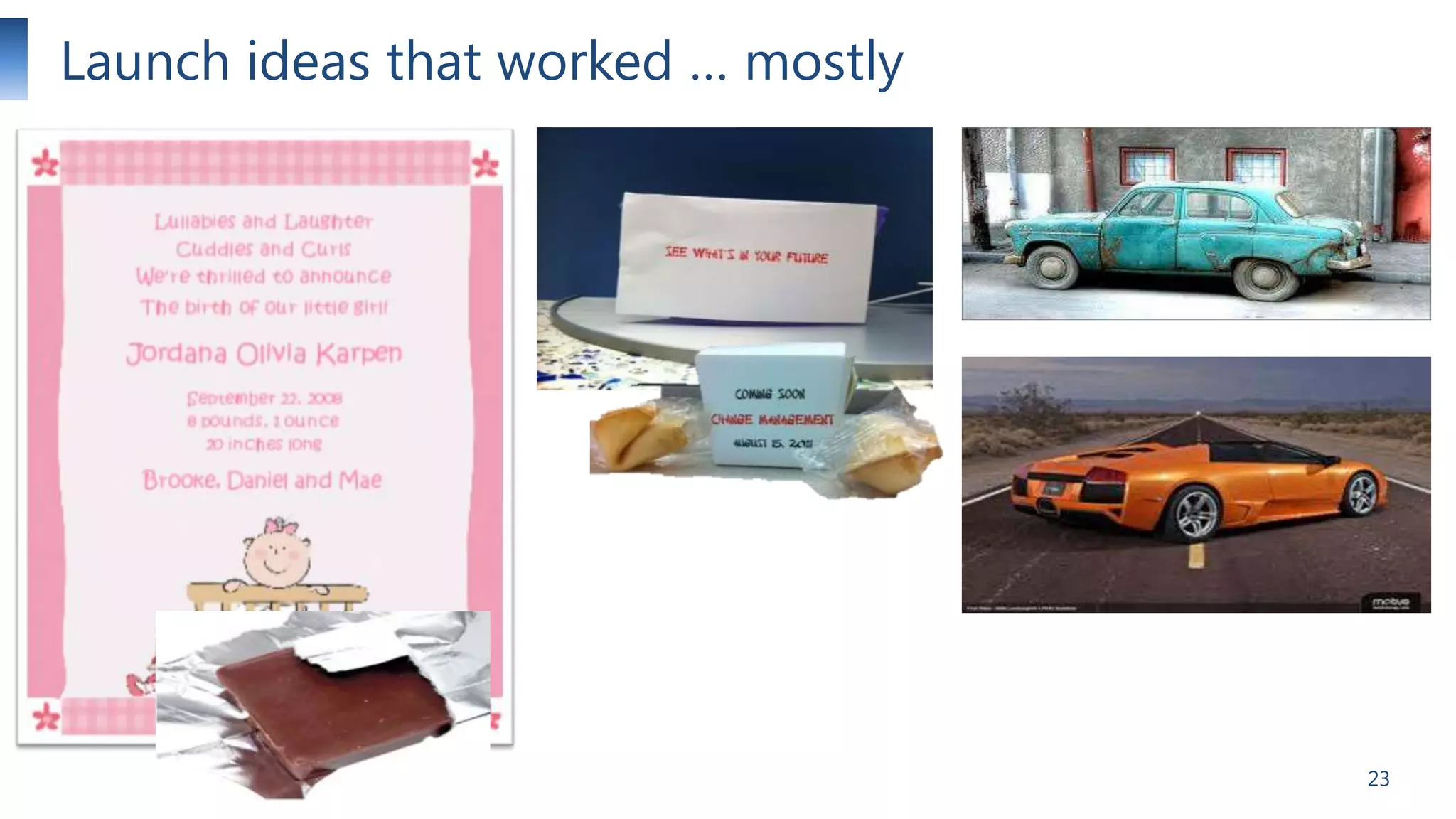 Launch ideas that worked … mostly

23

 