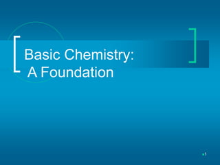 1
Basic Chemistry:
A Foundation
 