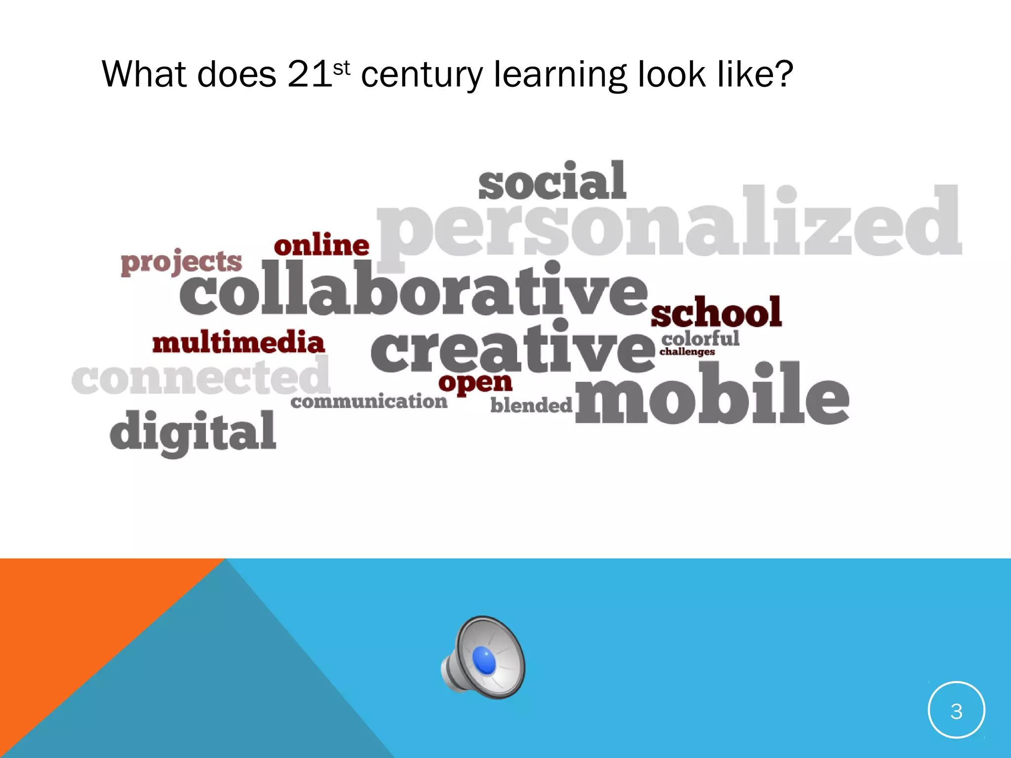 What does 21st
century learning look like?
3
 
