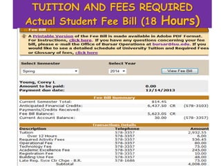 TUITION AND FEES REQUIRED
Actual Student Fee Bill (18 Hours)

 