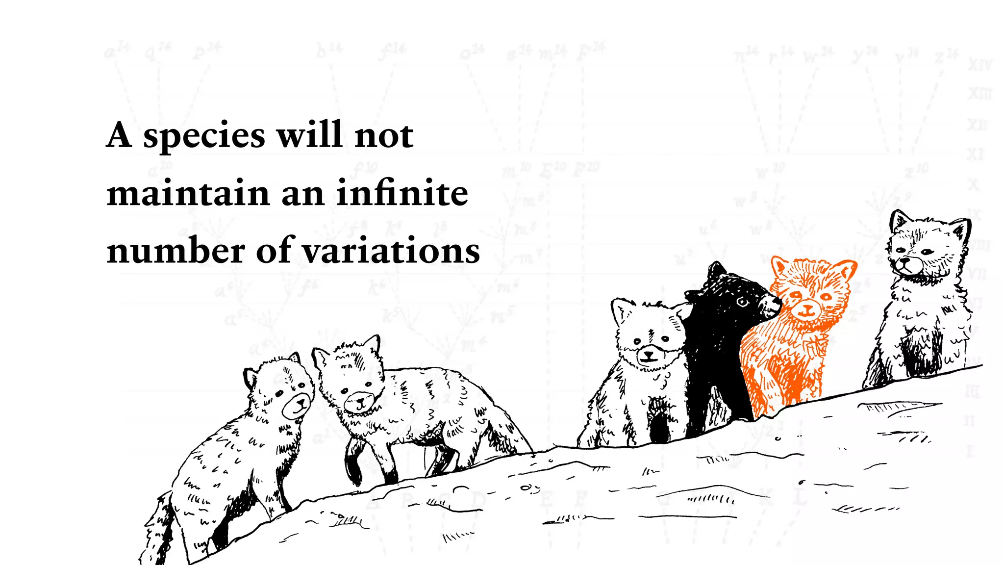 A species will not
maintain an inﬁnite
number of variations
 
