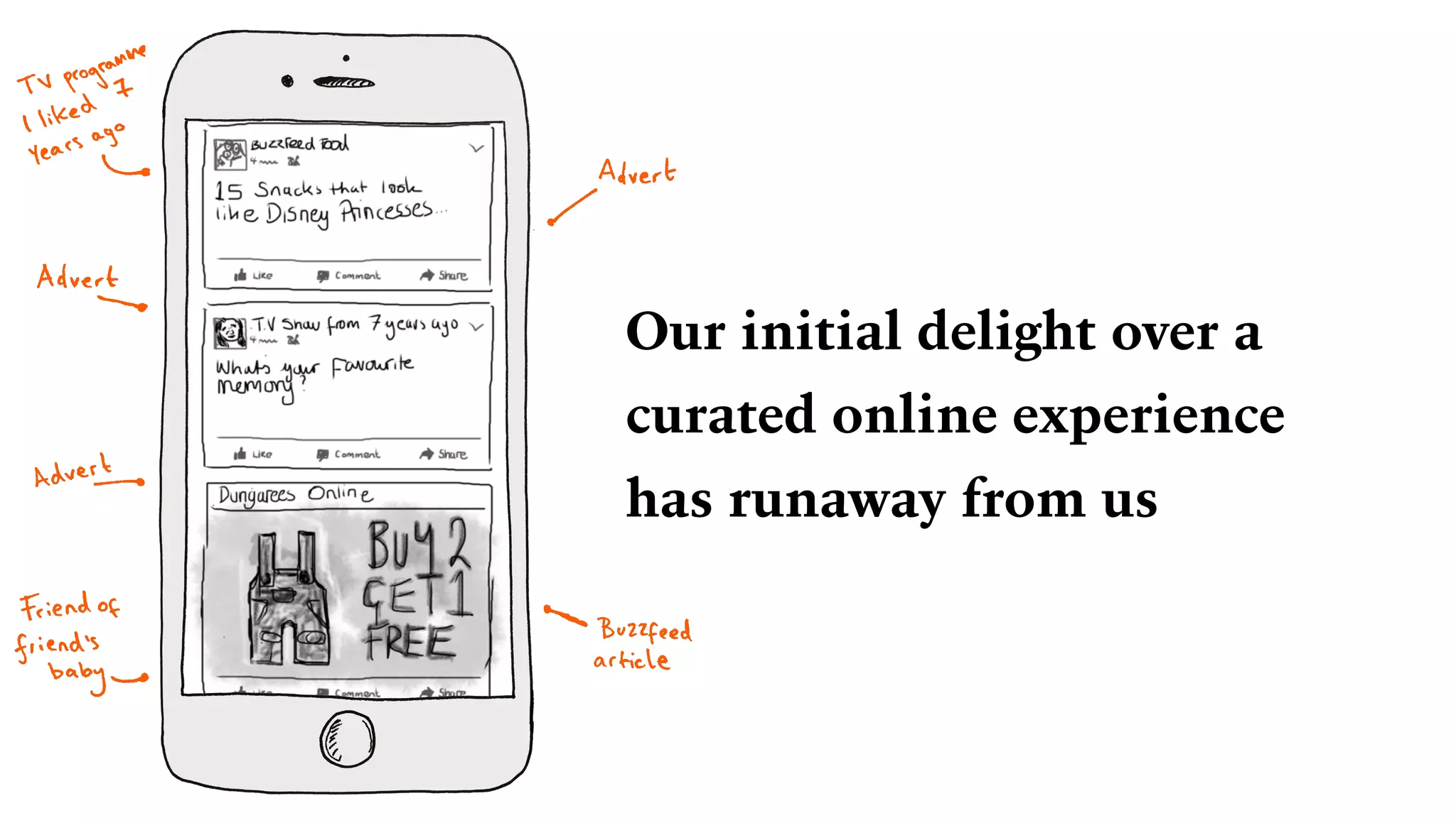 Our initial delight over a
curated online experience
has runaway from us
 