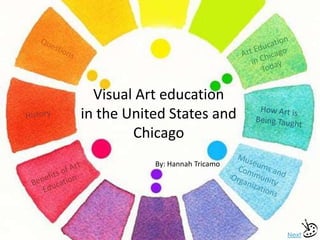 Questions
By: Hannah Tricamo
Visual Art education
in the United States and
Chicago
Next
 