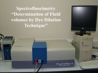 Spectrofluorimetry
“Determination of Fluid
volumes by Dye Dilution
Technique”
 