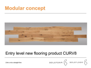 Modular concept
Entry level new flooring product CURV8
Life is not a straight line
 