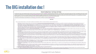 The BIG installation doc !
Copyright 2015 eXo Platform
 