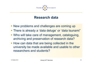 New roles of libraries in Teaching, Learning and Research (Hans Geleijnse)