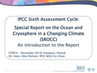 IPCC Sixth Assessment Cycle:
Special Report on the Ocean and
Cryosphere in a Changing Climate
(SROCC)
An Introduction to t...