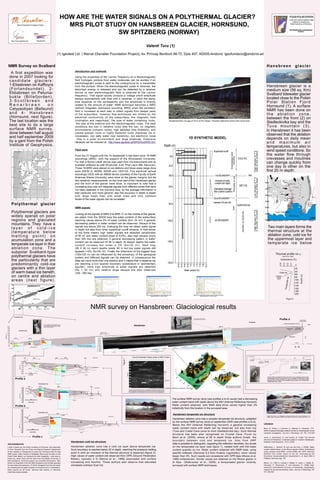 Hansbreen poster - How are the water signals on a polythermal Glacier? MRS pilot study on Hansbreen Glacier, Hornsund, SW Spitzberguen (Norway)