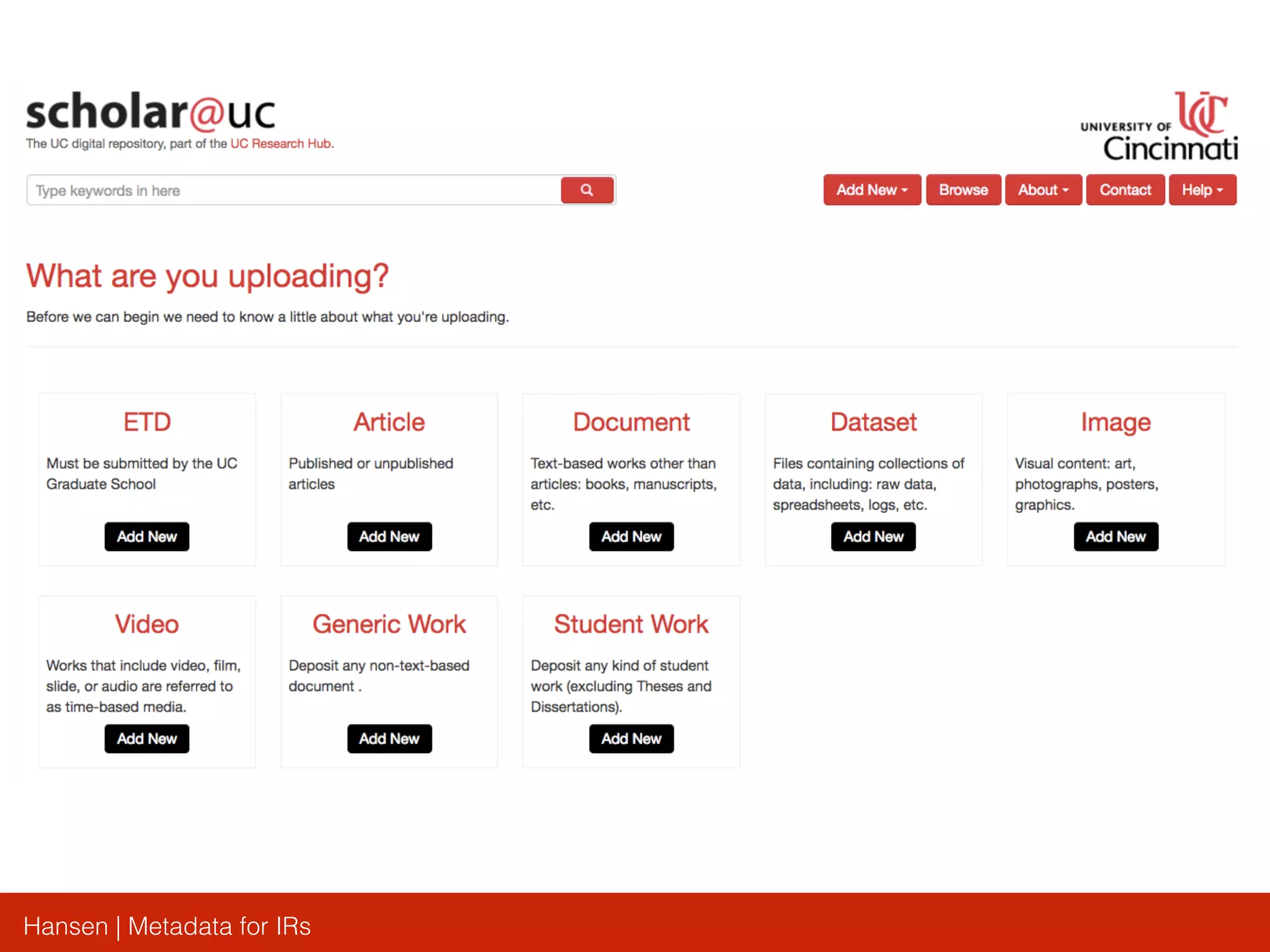 Hansen | Metadata for IRs
 