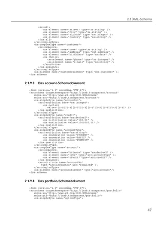 2.1 XML-Schema

   
   
   
   
   
   
   
   
   
   
   
   
   
   
   
   
   
   
   
   


2.1.9.3   Das account-Schemadokument

   
   
   
   
   
   
   
   
   
   
   
   
   
   
   
   
   
   
   
   
   
   
   
   
   
   
   
   
   
   
   
   
   
   


2.1.9.4   Das portfolio-Schemadokument

   
   
   
   
   



                                                                                47
 