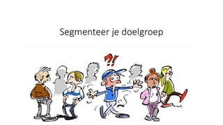 6. Alumnirelaties is Network Relationship Management
• Het beheer van alumnirelaties is in essentie geen klantbeheer maar community-beheer
- Bij een CRM staat de instelling centraal (datacollectie en analyse)
- Bij een community staat de alumnus centraal (interactiviteit en nuttige diensten)
- ‘Network Relationship Management’ (NRM) vs ‘Customer Relationship Management’ (CRM)
Segmenteer je doelgroep
 