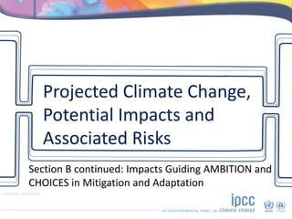 Jason Florio / Aurora Photos
Projected Climate Change,
Potential Impacts and
Associated Risks
Section B continued: Impacts Guiding AMBITION and
CHOICES in Mitigation and Adaptation
 