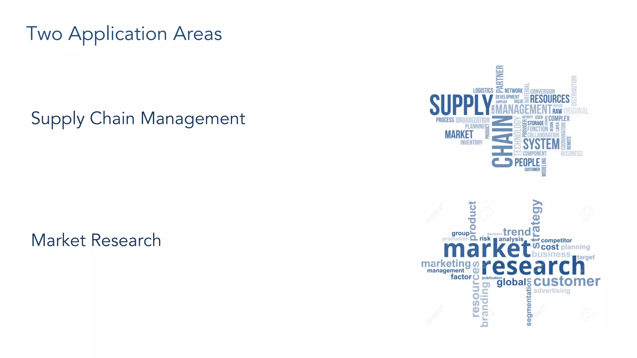 Two Application Areas
Supply Chain Management
Market Research
 