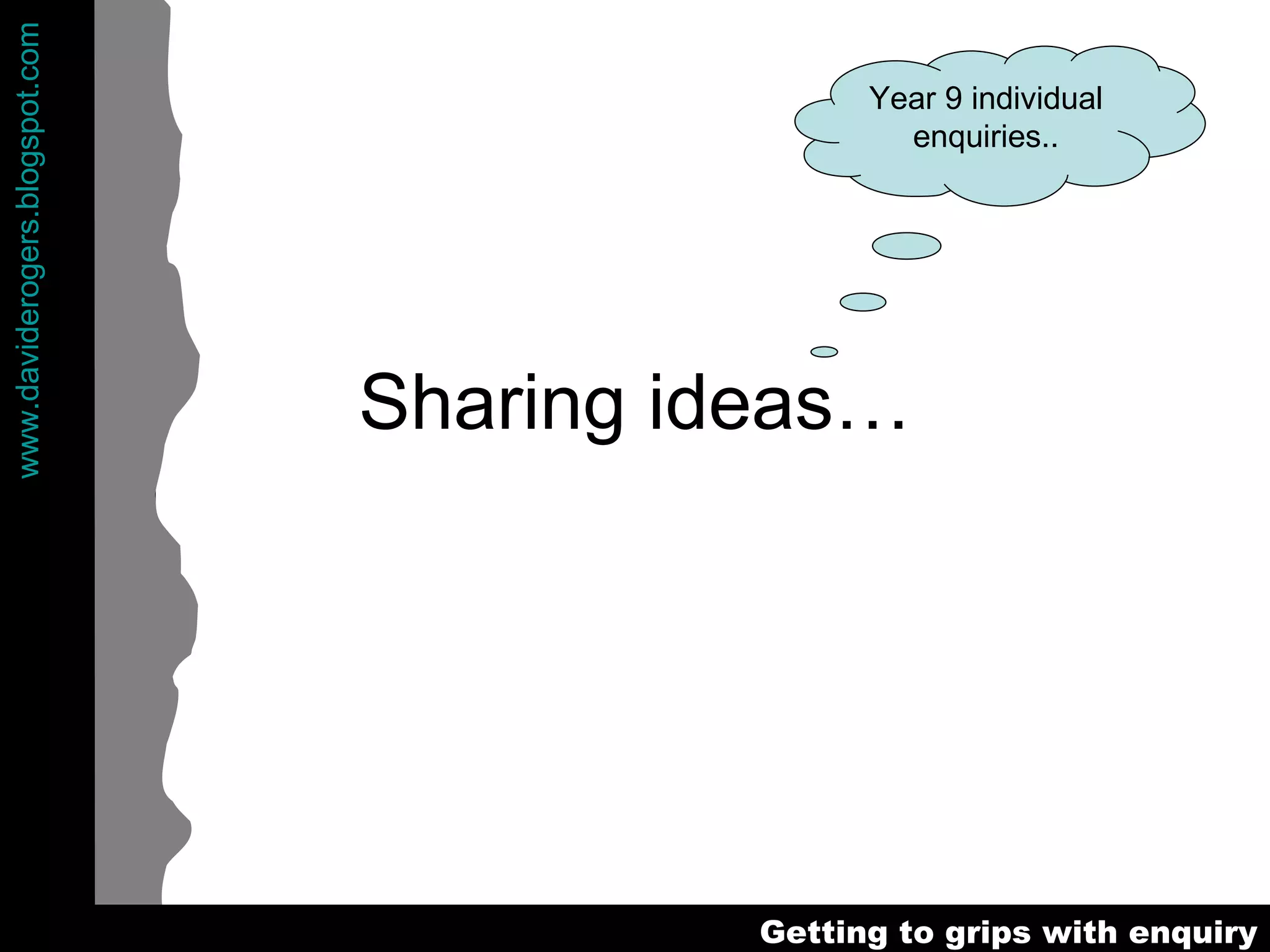 Sharing ideas… Year 9 individual enquiries.. 
