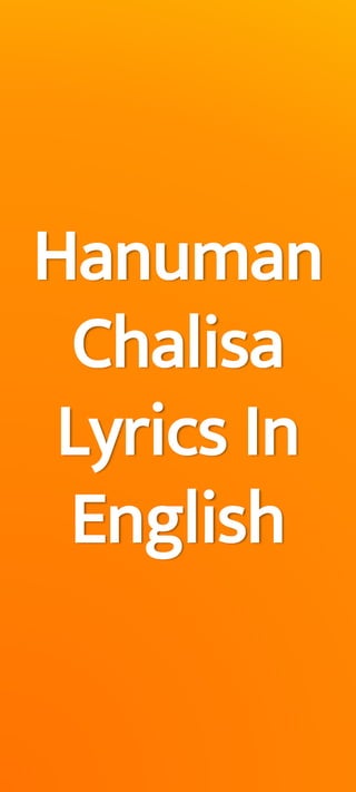Hanuman
Chalisa
Lyrics In
English
 