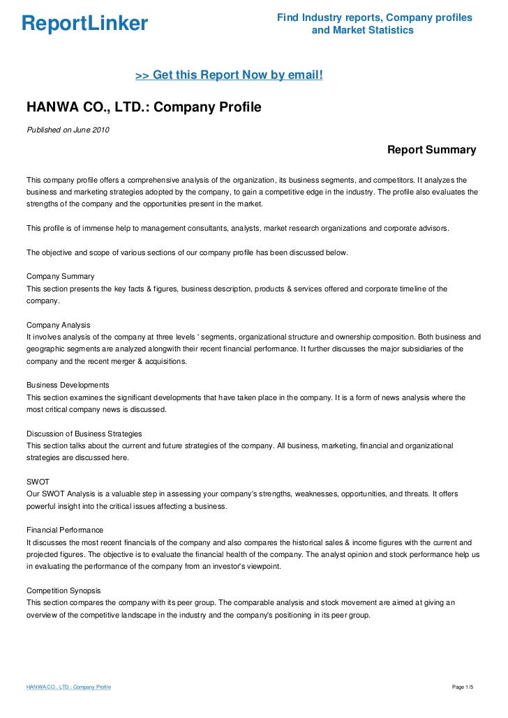 Hanwa Co Ltd Company Profile