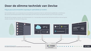 Door de slimme techniek van Devise
Krijg je grip op de verwachtte zorgvraag en optimaliseer je roosters
Het inzichtelijk m...