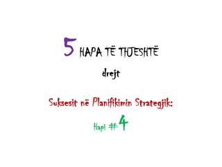 5HAPA TË THJESHTË
drejt
Suksesit në Planifikimin Strategjik:
Hapi #4
 