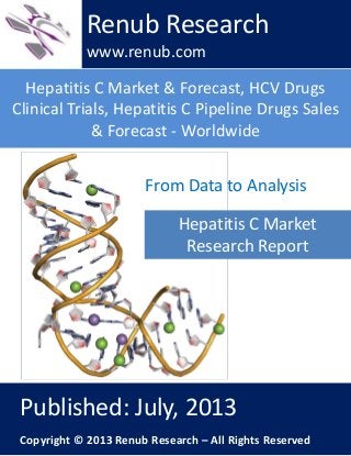 Hepatitis C Market & Forecast, HCV Drugs
Clinical Trials, Hepatitis C Pipeline Drugs Sales
& Forecast - Worldwide
Renub Research
www.renub.com
Published: July, 2013
Copyright © 2013 Renub Research – All Rights Reserved
From Data to Analysis
Hepatitis C Market
Research Report
 