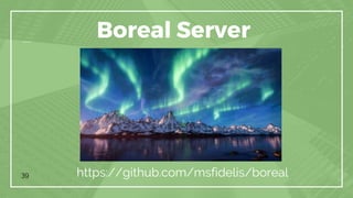 39
Boreal Server
https://github.com/msfidelis/boreal
 