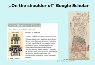 „On the shoulder of“ Google Scholar

Technische Universität Hamburg-Harburg
www.tub.tu-harburg.de

Ca. 1410
Quelle: http://lccn.loc.gov/50041709

 