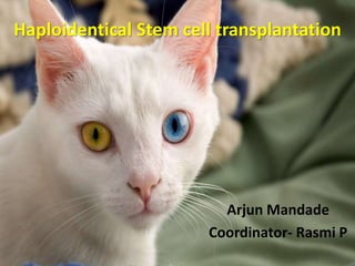 Haploidentical Stem cell transplantation
Arjun Mandade
Coordinator- Rasmi P
 