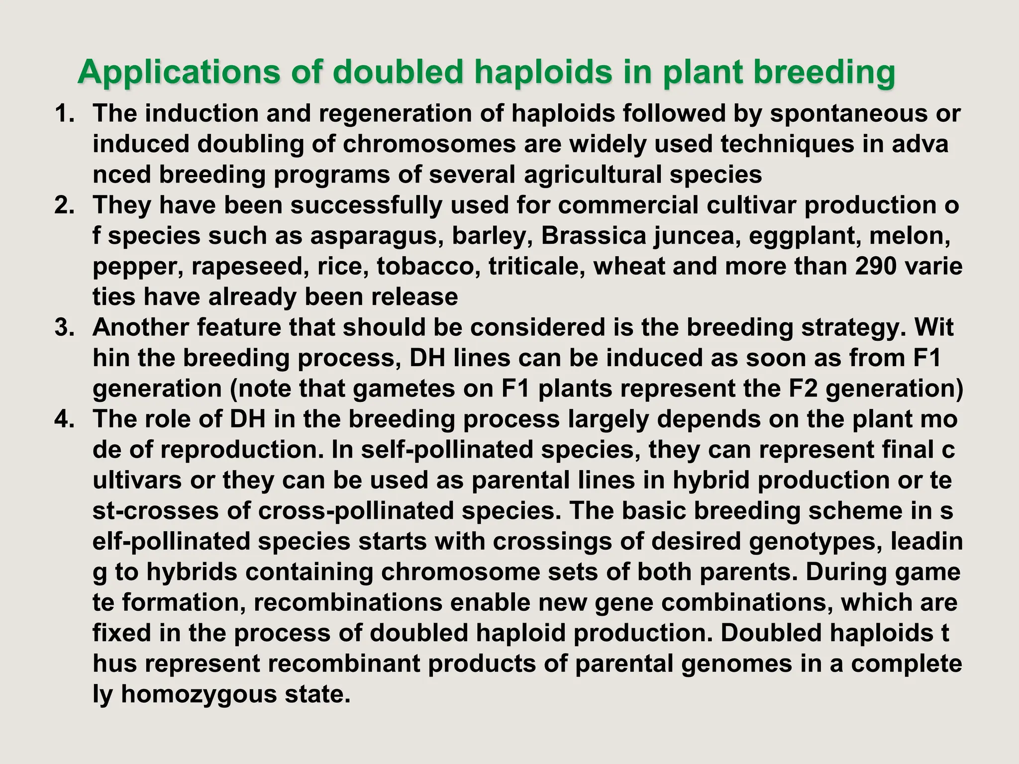 Haploid and double haploid Production and their roles in crop ...