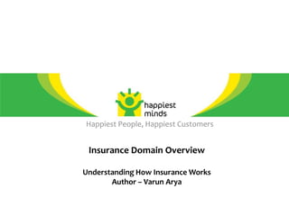Insurance Domain Overview
Understanding How Insurance Works
Author – Varun Arya
Happiest People, Happiest Customers
 