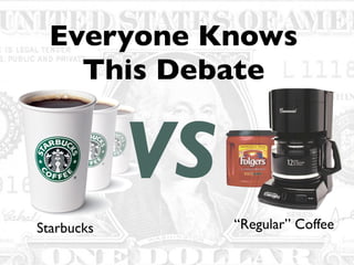 Everyone Knows
This Debate
VS
Starbucks “Regular” Coffee
 