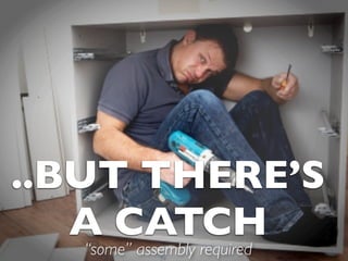 ..BUT THERE’S
A CATCH“some” assembly required
 